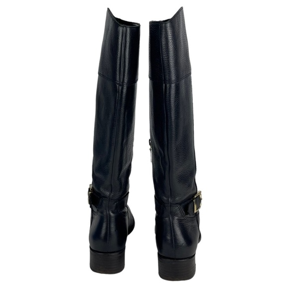 BANANA REPUBLIC BLACK LEATHER EQUESTRIAN STYLE KNEE HIGH BUCKLE ZIP UP BOOTS - Picture 3 of 13
